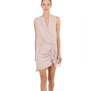 All Saints Cathea Blush Pink Sleeveless Drapey V Neck‎ Ruched Mini Dress Size 6